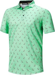 Golf Shirts for Men Dry Fit Performance Print Short Sleeve Moisture Wicking Golf Polo Shirts