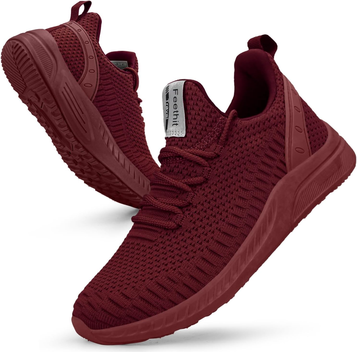 Feethit Women Tennis Running Shoes Walking Shoes Lightweight Casual Sneakers for Travel Gym Work Woman Waitress Nurse Burgundy 10