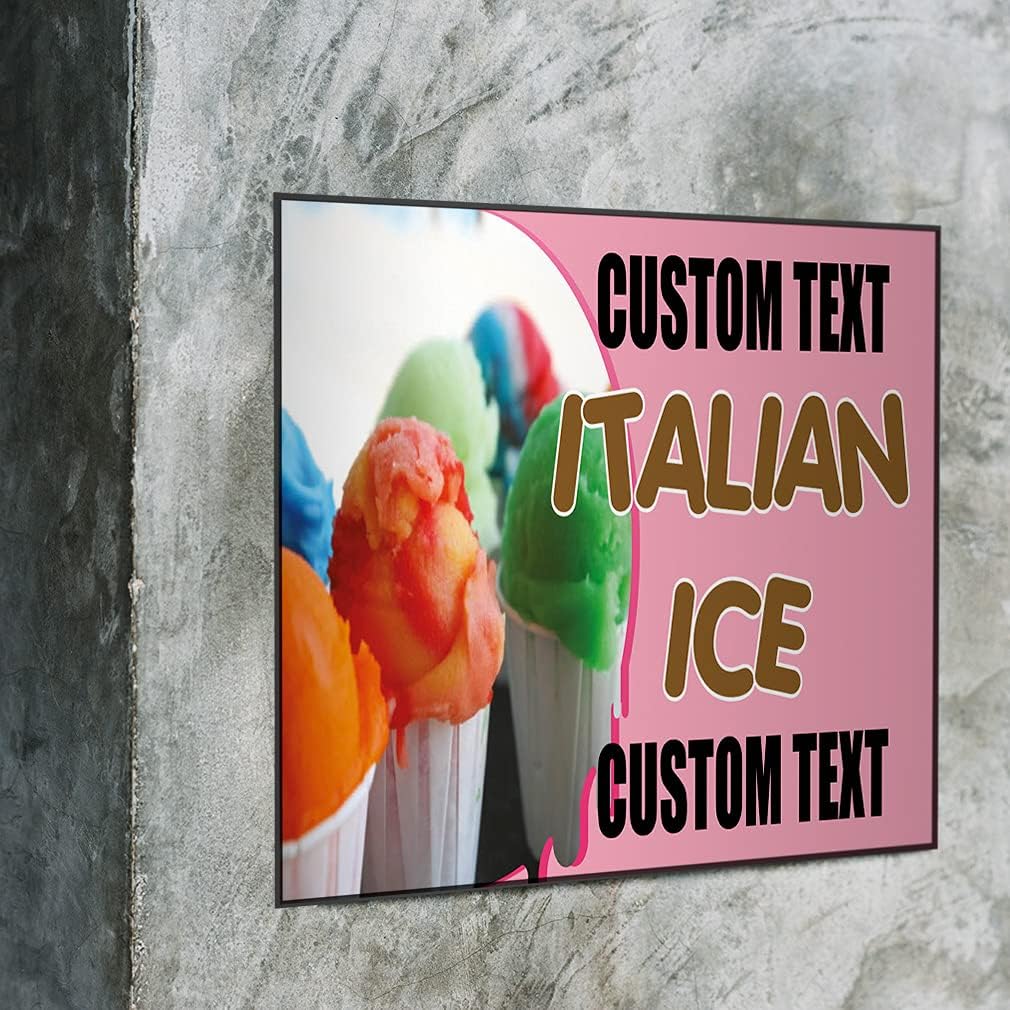Custom Decal Stickers Multiple Sizes Italian Ice #1 Outdoor Advertising Printing Y Industrial Vinyl Safety Sign Label Ice Cream Personalized Text Here 24x18Inches