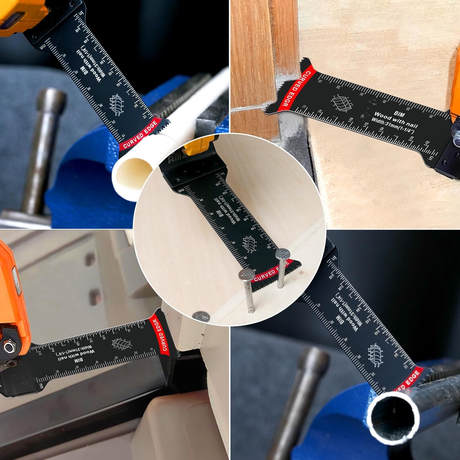 30 Pcs Extra Long Bi-Metal Oscillating Tool Blades Metal Cutting, Curved Edge Multitool Blades for Wood with Nails, Wood, Plastic, Compatible with Dewalt Milwaukee Bosch Worx Ryobi (70MM)