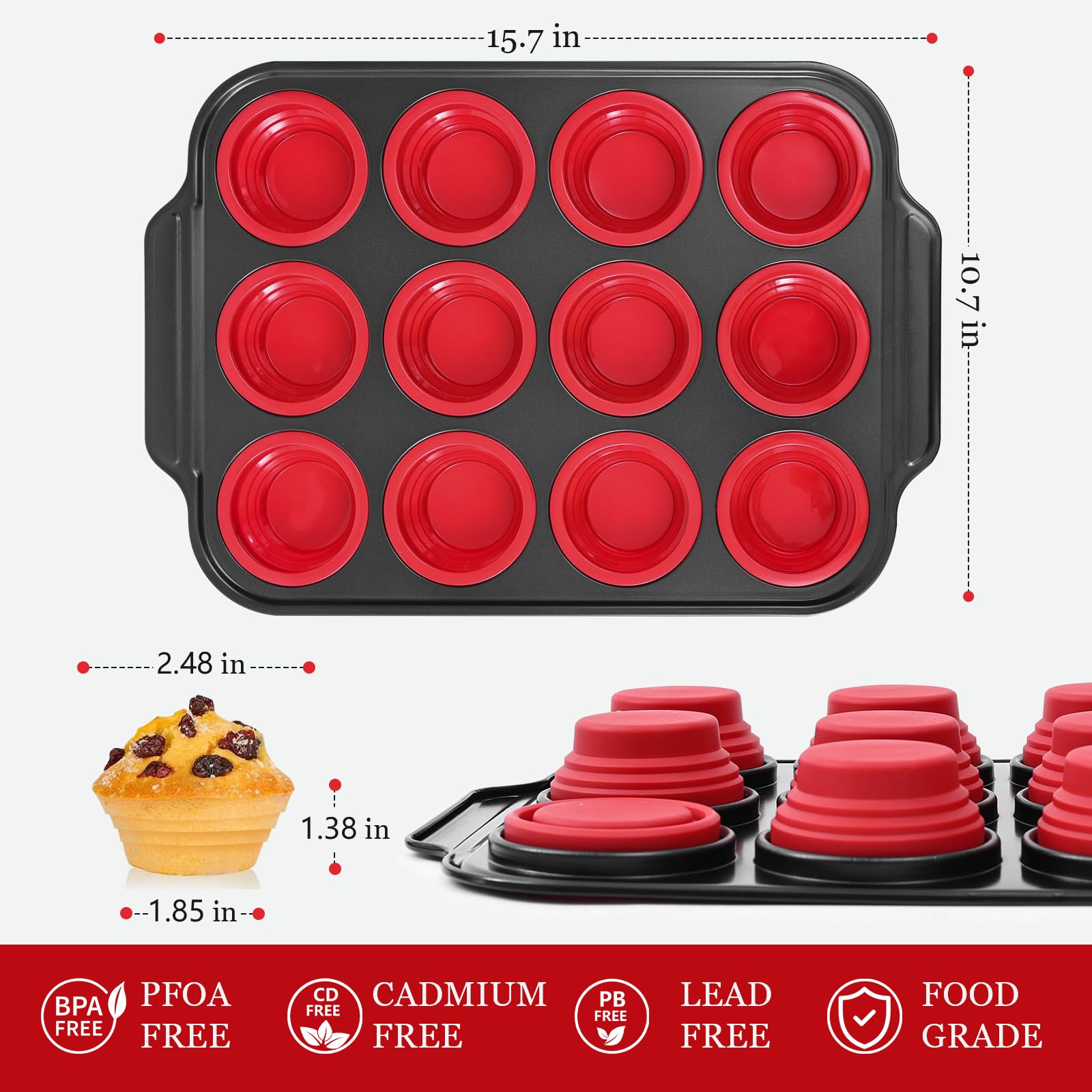 3. Moule à Muffins Flexible En Silicone Renforcé Avec Cadre En Métal