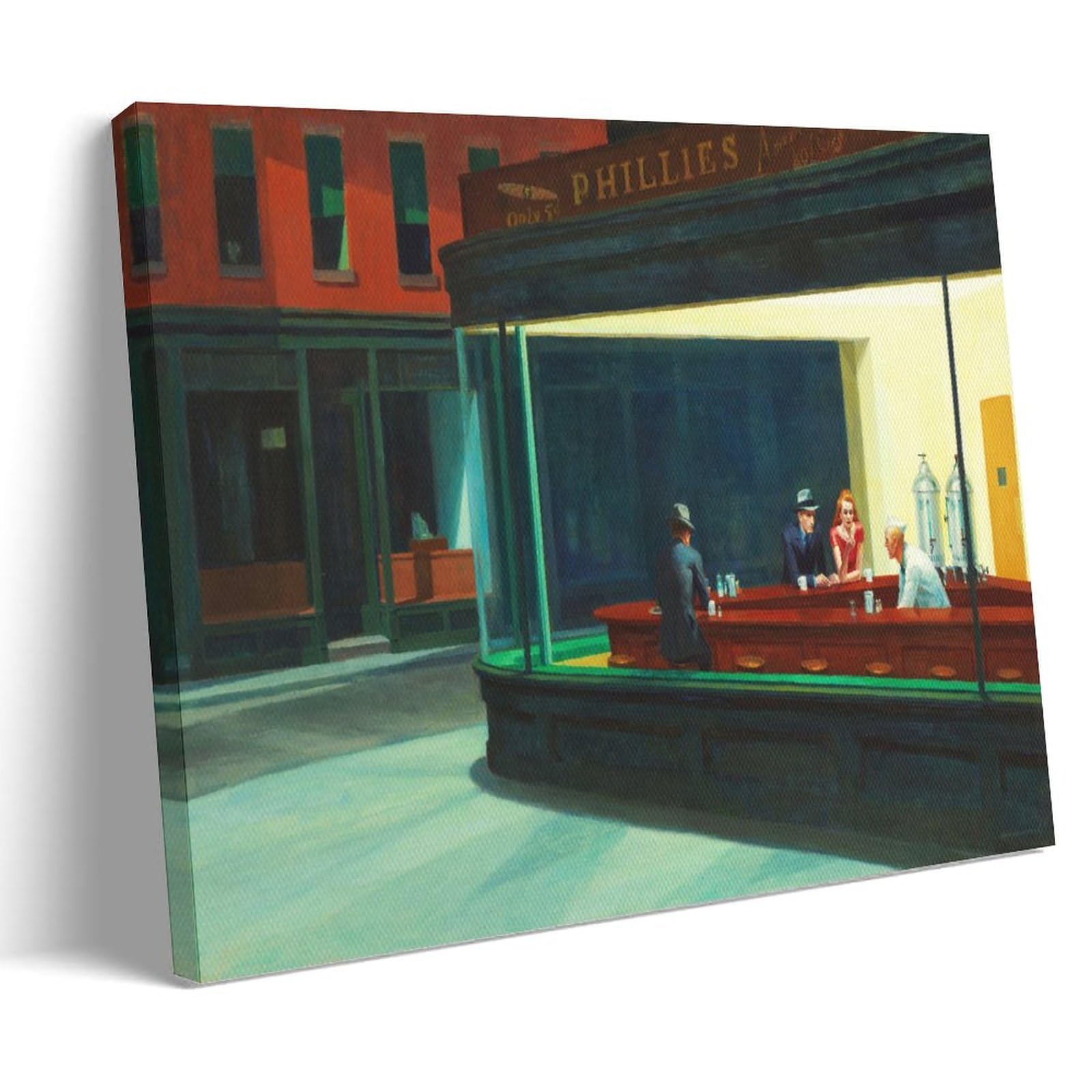Cambos Frame-Style Edward Hopper Famous Painters' Works（Nighthawks）Printing Posters Wall Art Gifts Bedroom Prints Home Decor Hanging Picture Canvas Paintings 12X18inch(30X45cm)