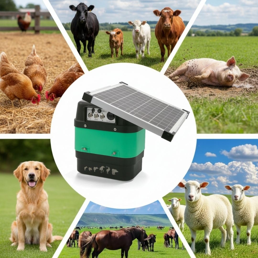 Eléctrico Solar Crepuscular Llampec Mod.50S – 6,3 J, 10.000 V y 75 km de Alcance – Especial Antijabalí con Sensor de Luz y Panel Solar 12V 20W Incluido – Batería 12V 60Ah no incluída