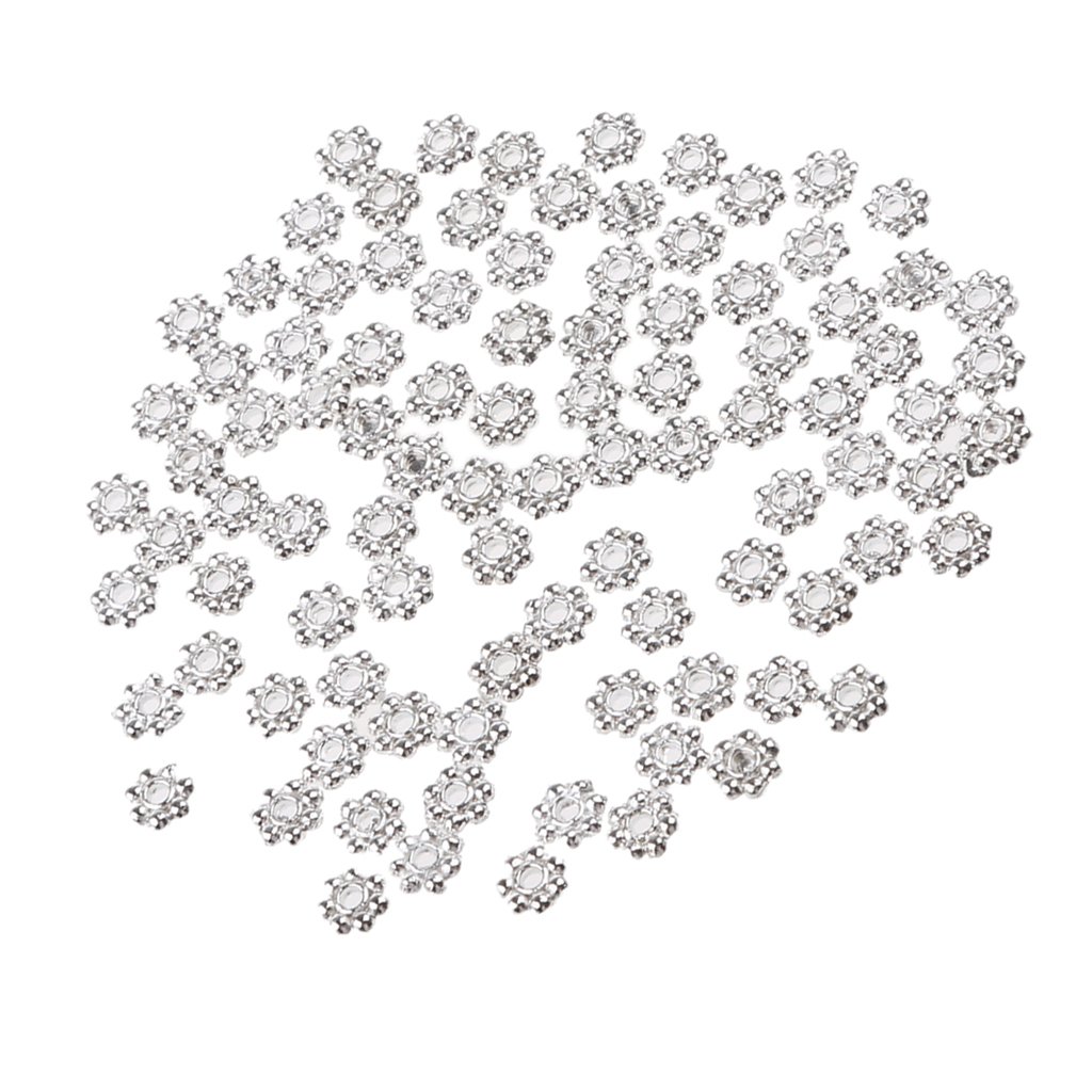Sharplace 100 Pieces Tibetan Daisy Spacer Metal Beads 4mm Jewelry Making Wholesale -, 4mm
