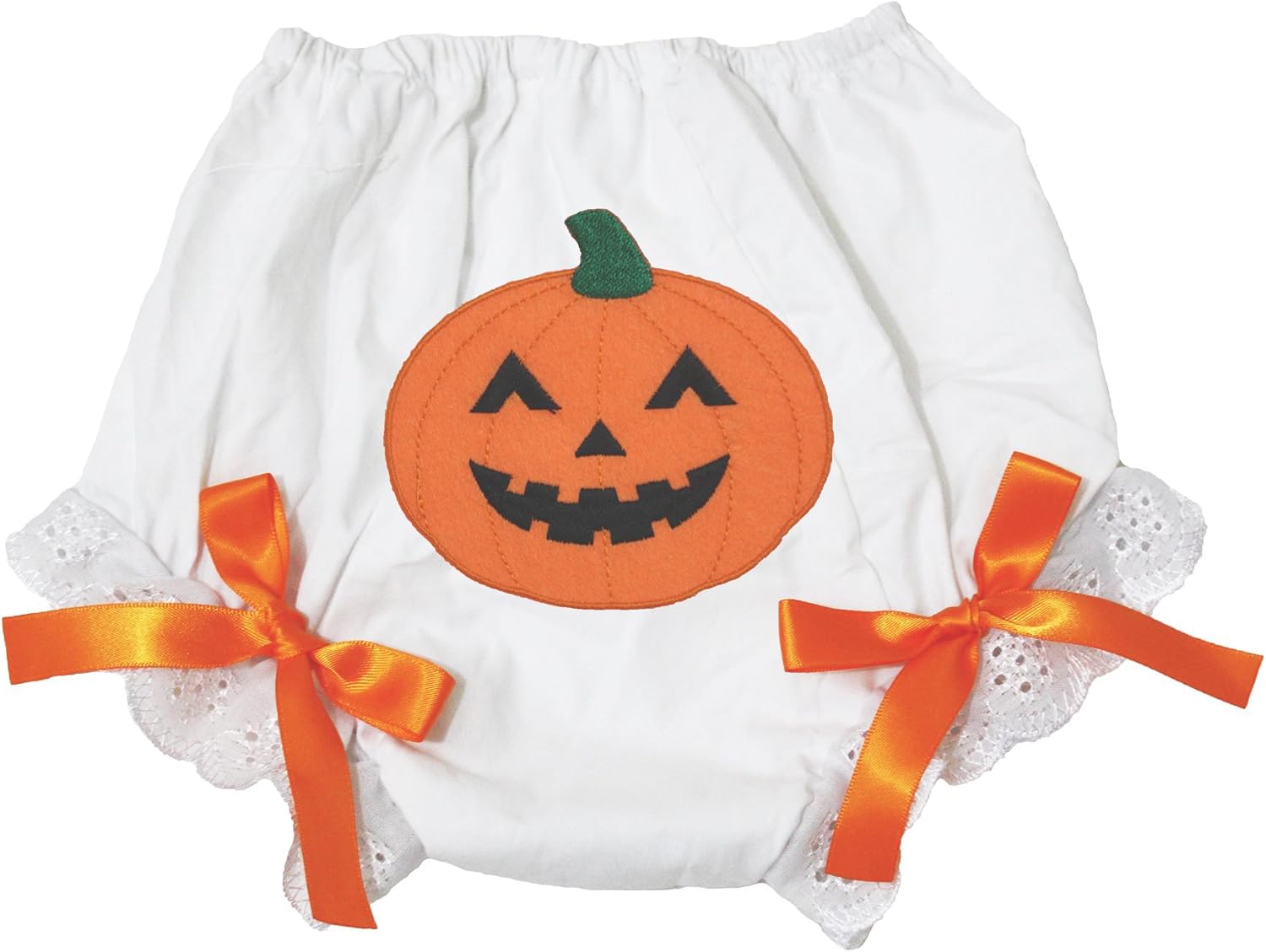 Petitebella Trick or Treat Pumpkin White Bloomer Halloween Panty Baby Girl Clothing 6-24m