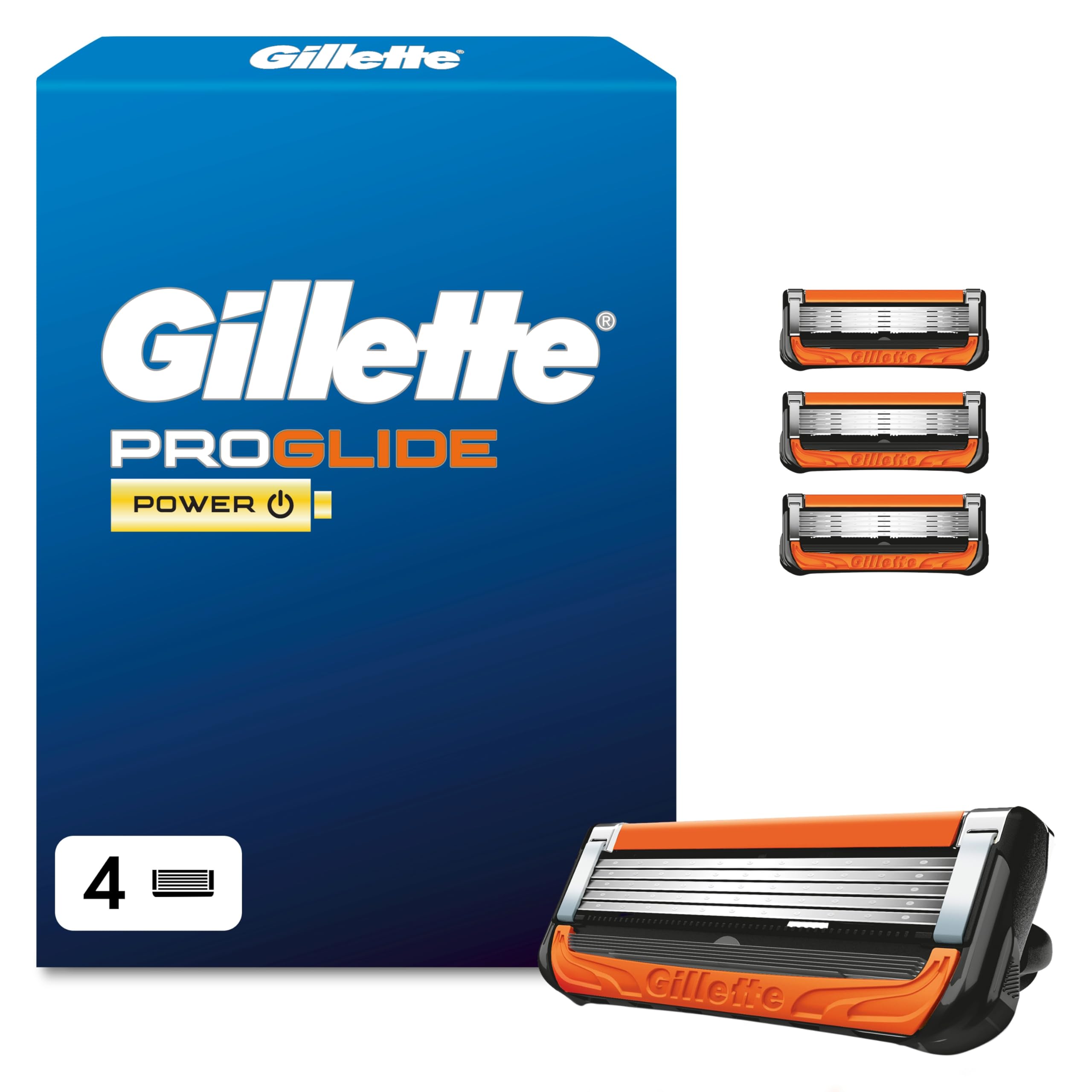 Gillette ProGlide Power Cuchillas de Afeitar Hombre, Paquete de 4 Cuchillas de Recambio (el embalaje puede variar)