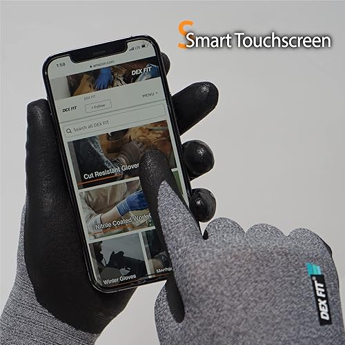 Miniatura 5 de DEX FIT Prime - Guantes de trabajo de nitrilo FN331, ajuste cómodo 3D, agarre antideslizante, duraderos, delgados, ligeros y frescos, compatibles