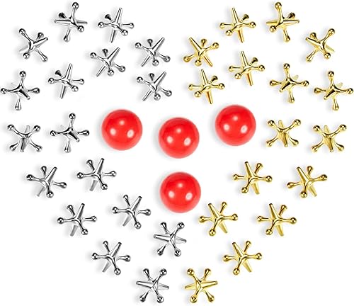 Gejoy Juego de 4 juguetes de metal vintage y juguetes de pelota, juego retro de Jax, juegos de mesa clásicos de Navidad, incluye 40 gatos metálicos