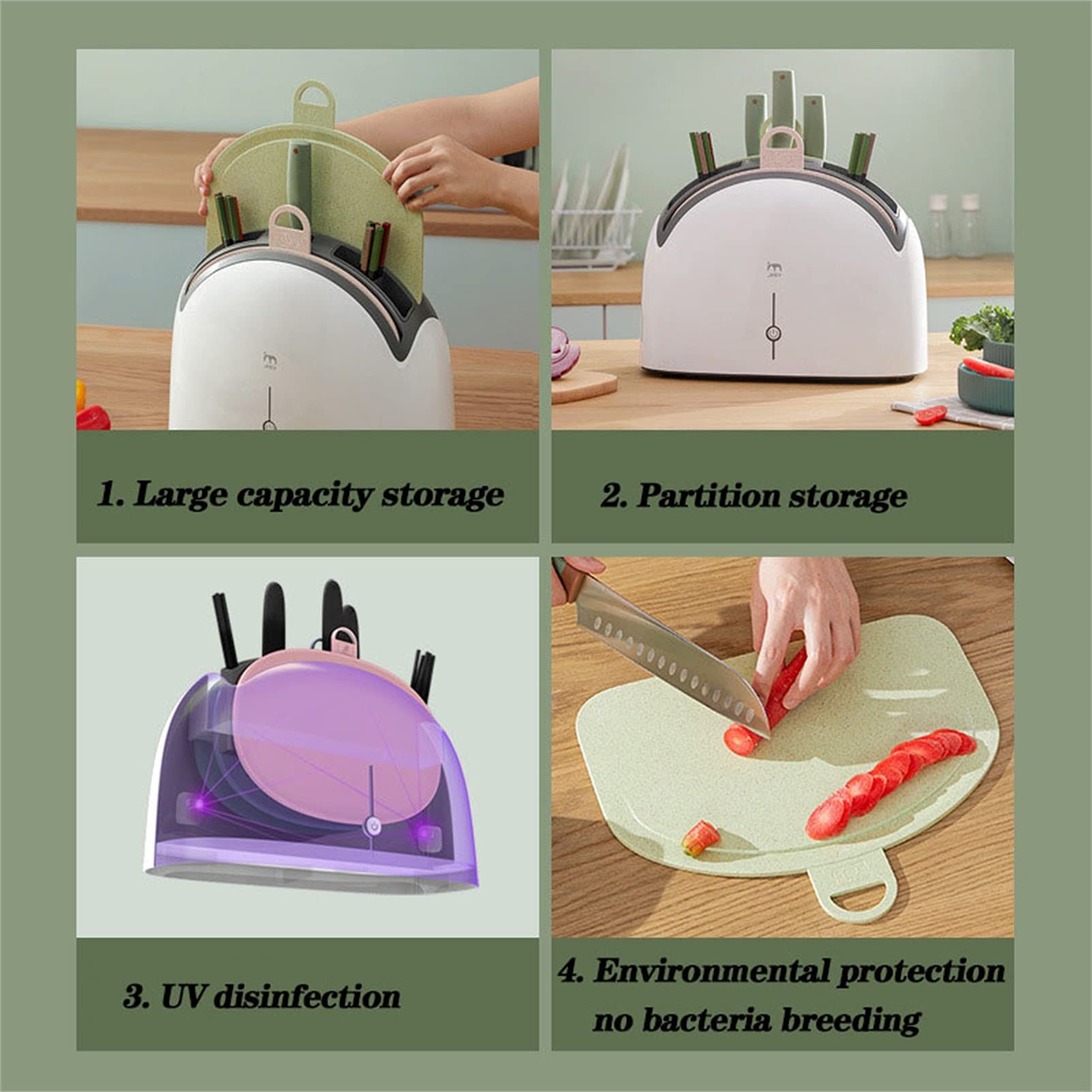 CGF- Desinfección Inteligente de Tablas de Cortar de Cuchillos, desinfección de Cuchillos, Herramientas de Cocina, Soporte de Secado, para una fácil Limpieza, Cuchillo, utensilio, Cuchara