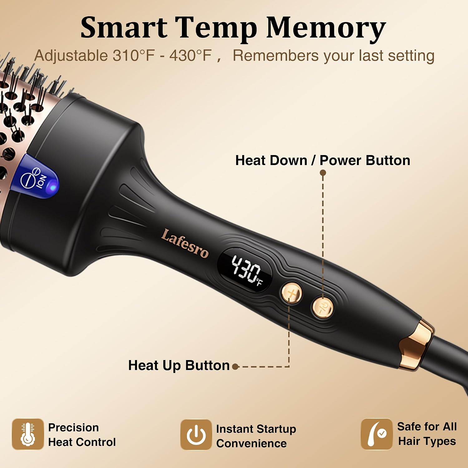 Thermal Brush 2.4", Curling Brush 60MM | Extra-Large Barrel, Fast Heating, 310℉-430℉, 60MM Tourmaline Ceramic, Cepillo Para Pelo for Big Curls & Waves, Dual Voltage