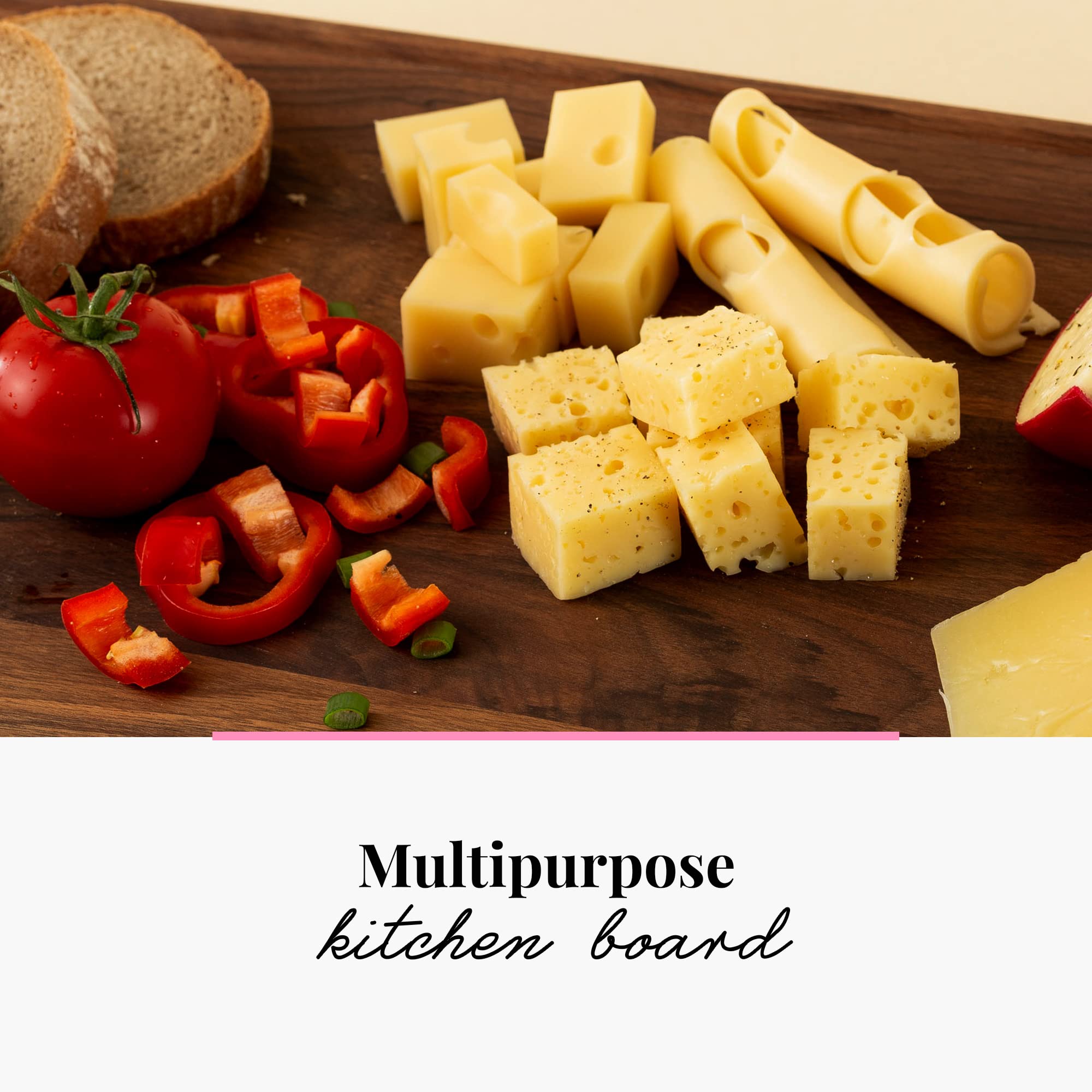 Tuuli Kitchen Tagliere Cucina Legno Noce Formaggio Antibatterico Pane Grande Profesionale Design