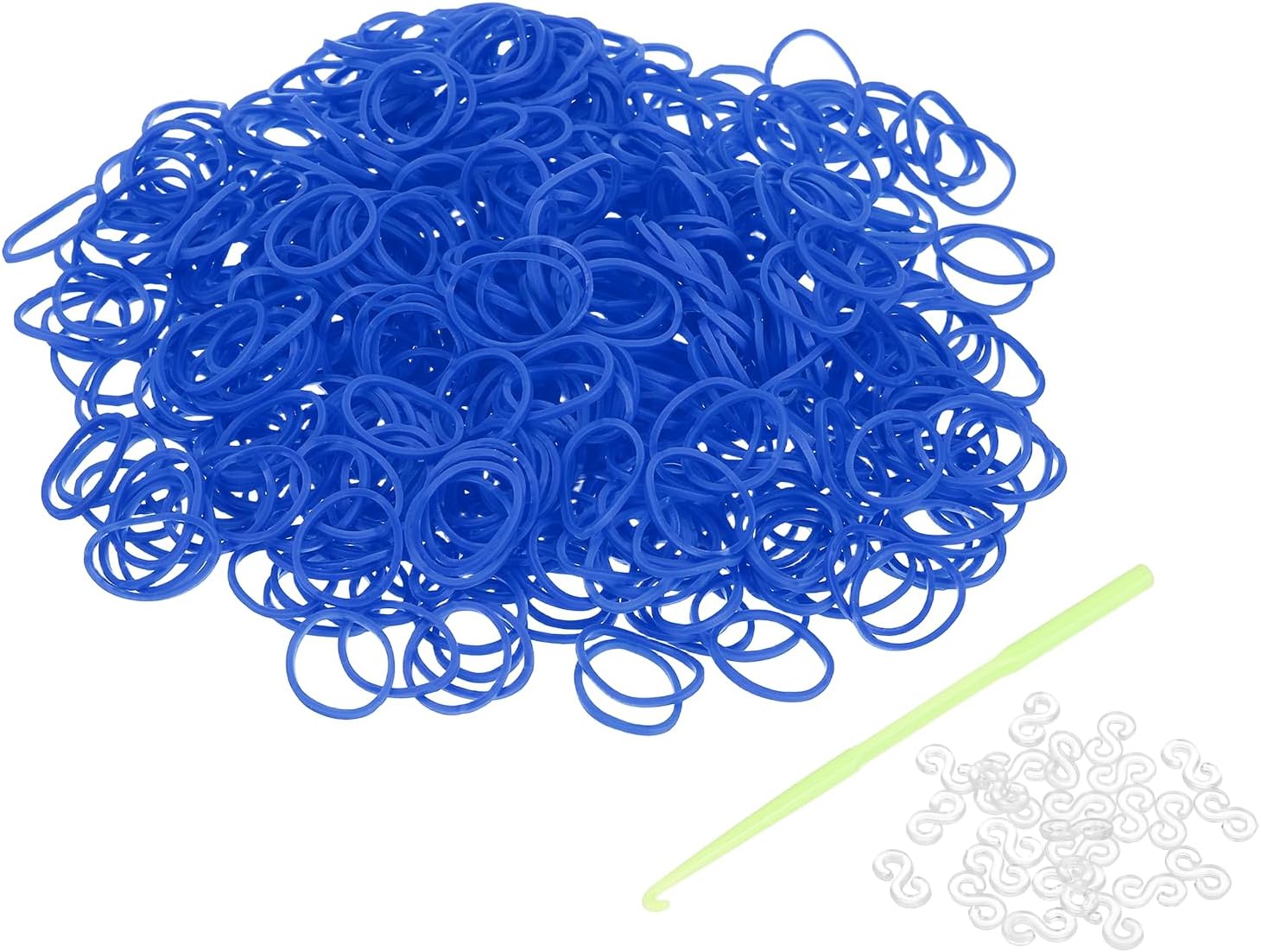 uxcell 600Pcs Loom Rubber Band, Bracelet Making Refill Kit Elastic Loom Band with 25Pcs S-Clips and 1Pcs Crochet Hooks for Weaving DIY Handcrafts, Blue