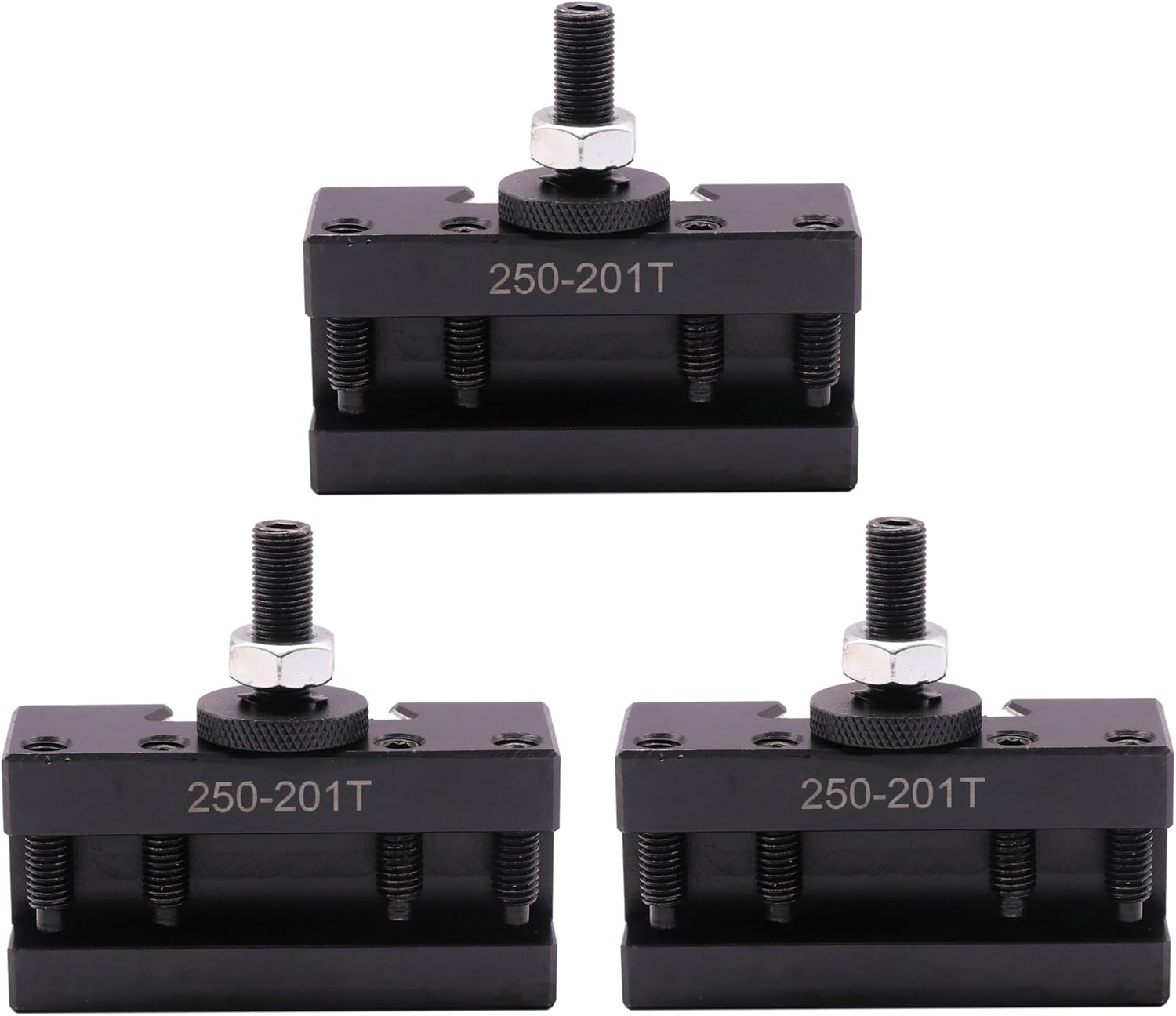 3Pcs 250-201T(250-201XL) BXA#1 Oversize 3/4" Quick Change Turning, Facing and Boring Tool Post Holders Steel Material, Compatible With AXA Tool Post 250-200 or 250-222, For Lathe Swing 10-15 Inches