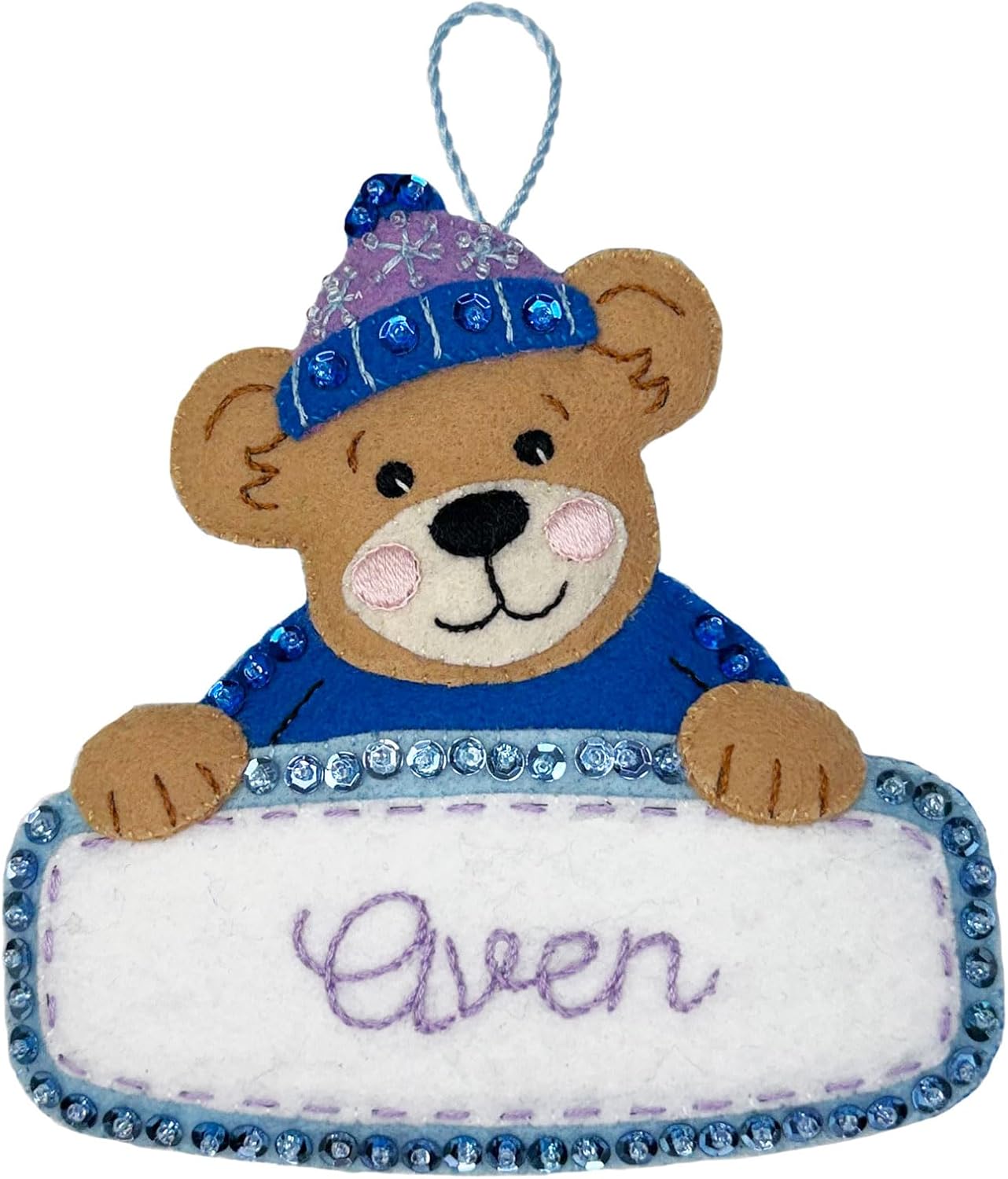 MerryStockings Premium Personalized Felt Name Tag Kit, Ornament or Gift Tag | Teddy Bear Edition