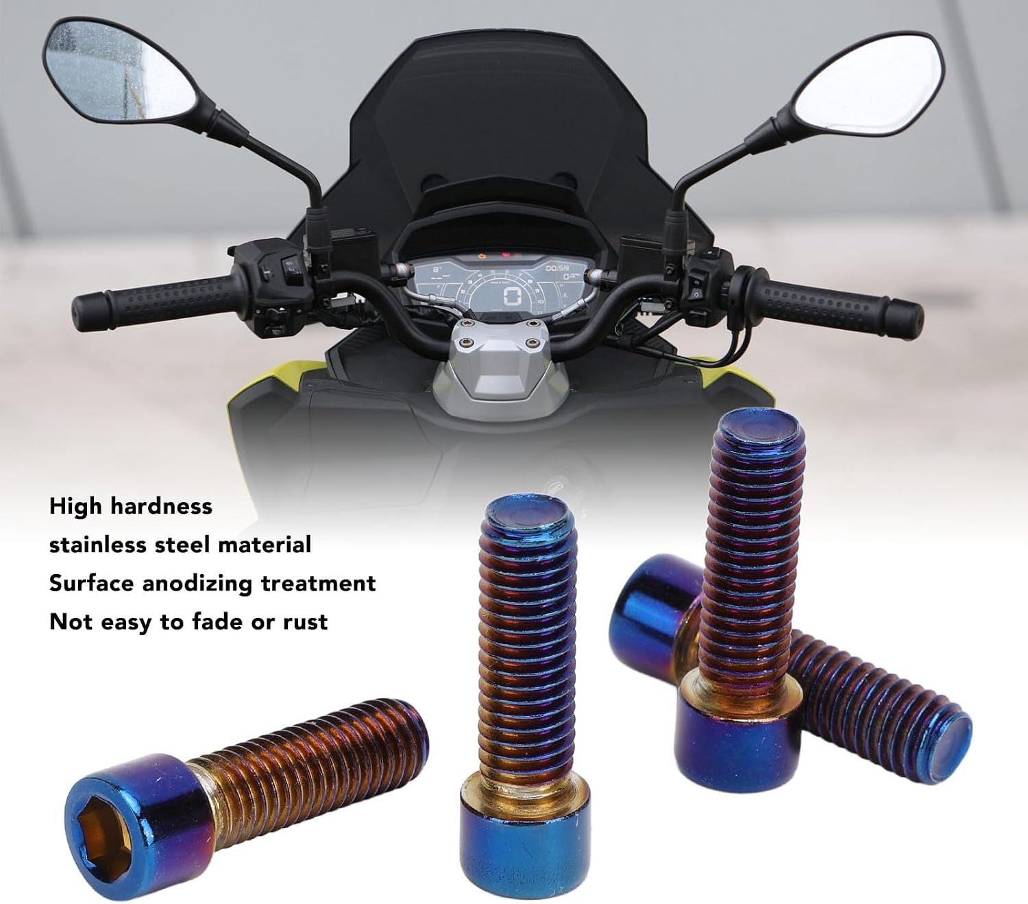 4 Pack M8 X 32mm Motorcycle Handlebar Bolt High Hardness Stainless Steel Anodized Replacement for SR GT200 GT125 (Burnt Blue)