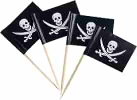 200 Piraten-Flaggen-Zahnstocher – Totenkopf Motive, Cupcake-Topper & Dekoration Für Partys
