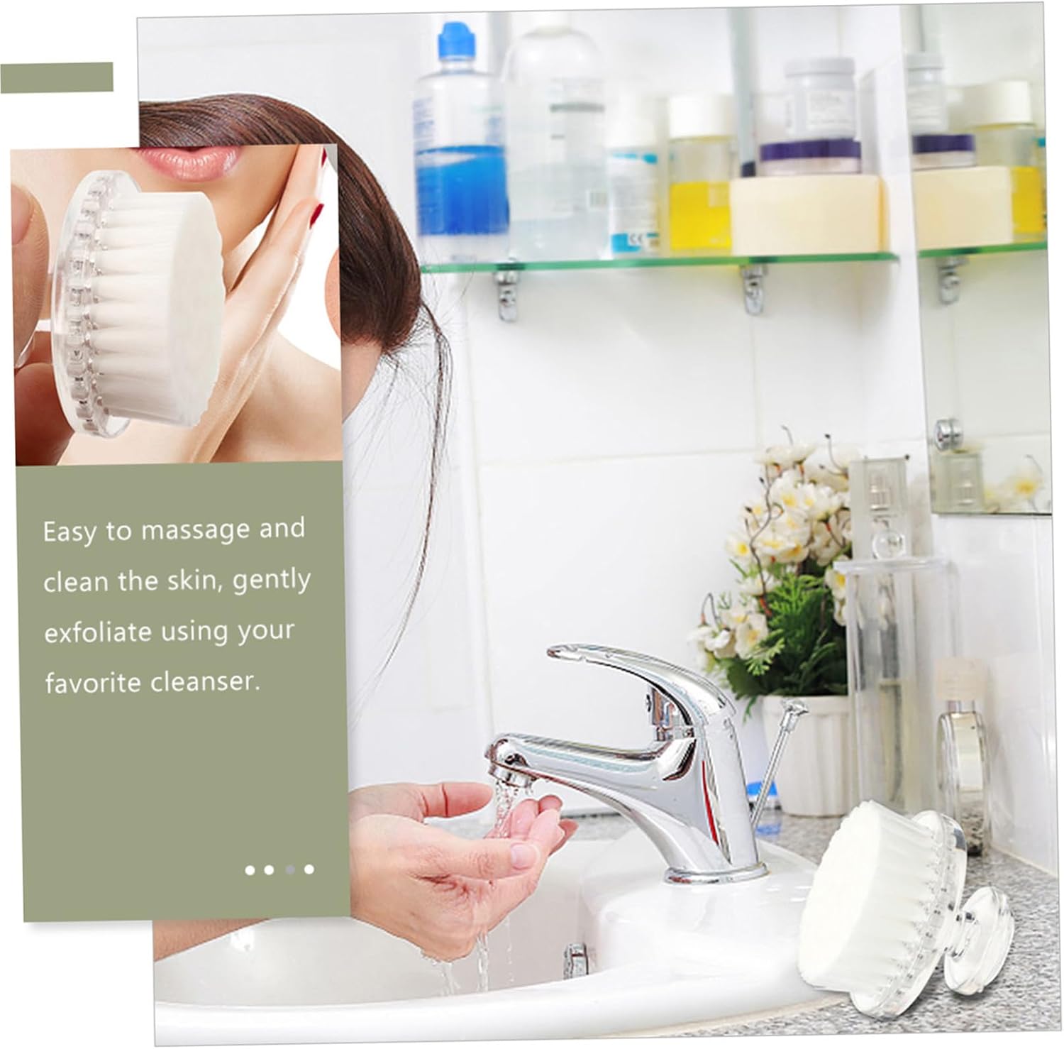 GALPADA Manual Facial Cleansing Brush White Portable Face Exfoliating Brush for Travel and Household Use