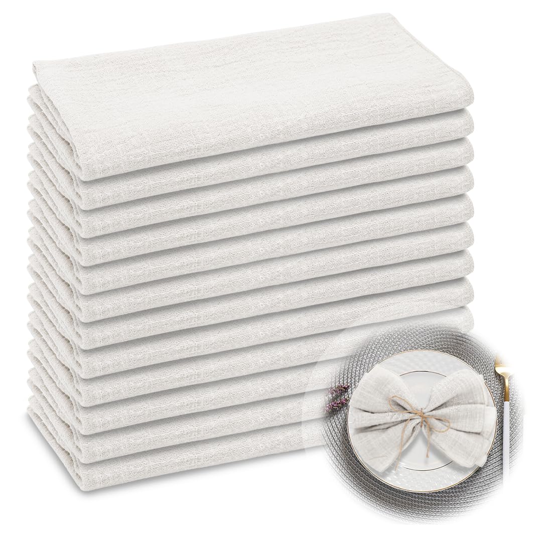 RANJIMA Tovaglioli Oversize in Cotone 100%, 45 x 45 cm (18" x 18") Tovaglioli di Stoffa Grandi Riutilizzabili per Natale Compleanni Matrimoni Decorazioni da Tavolo,Grigio Chiaro