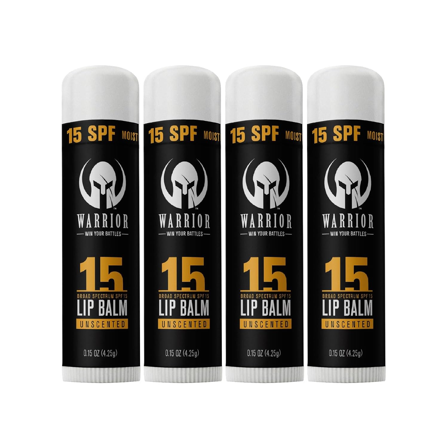 Warrior SPF 15 Lip Balm - Unscented Chapstick Made in USA - Protects Against Wind Cold Heat and