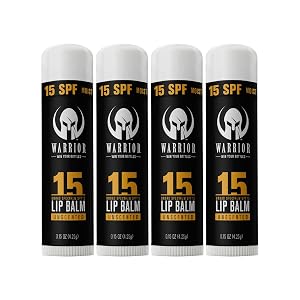 Warrior SPF 15 Lip Balm - Unscented Chapstick Made in USA - Protects Against Wind Cold Heat and
