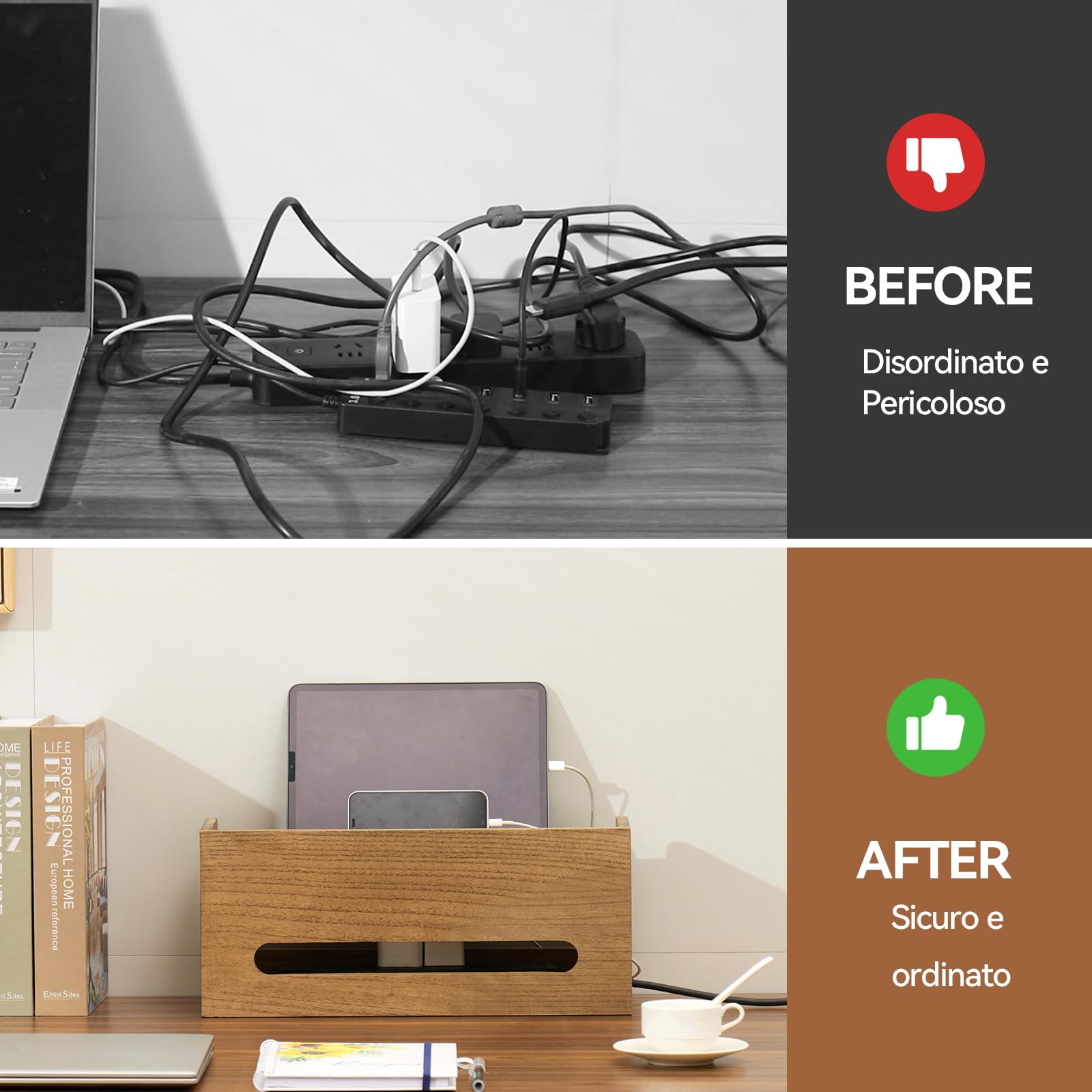 Scatola Organizzatrice Cavi In Legno Paulownia KIRIGEN - Elegante E Sicura Per Casa E Ufficio - Foto 11