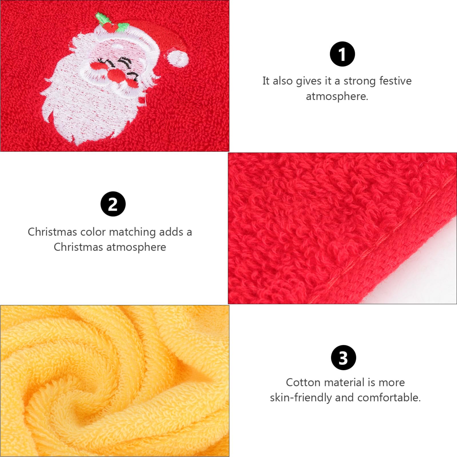 4pezzi Asciugamano Natalizio Ricamato Asciugamano Decorativo per Feste Confortevole e Resistente Morbido per Uso Quotidiano Regalo di Natale Stili multipli