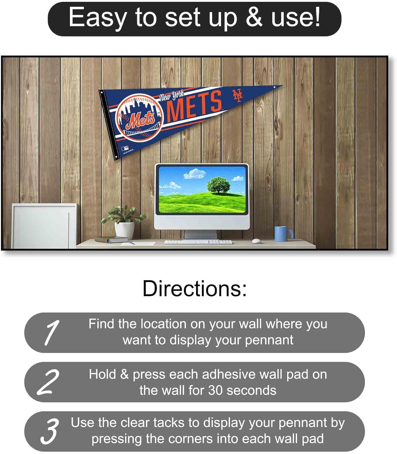 WinCraft New York Mets Pennant Banner and Wall Tack Pads - Image 4