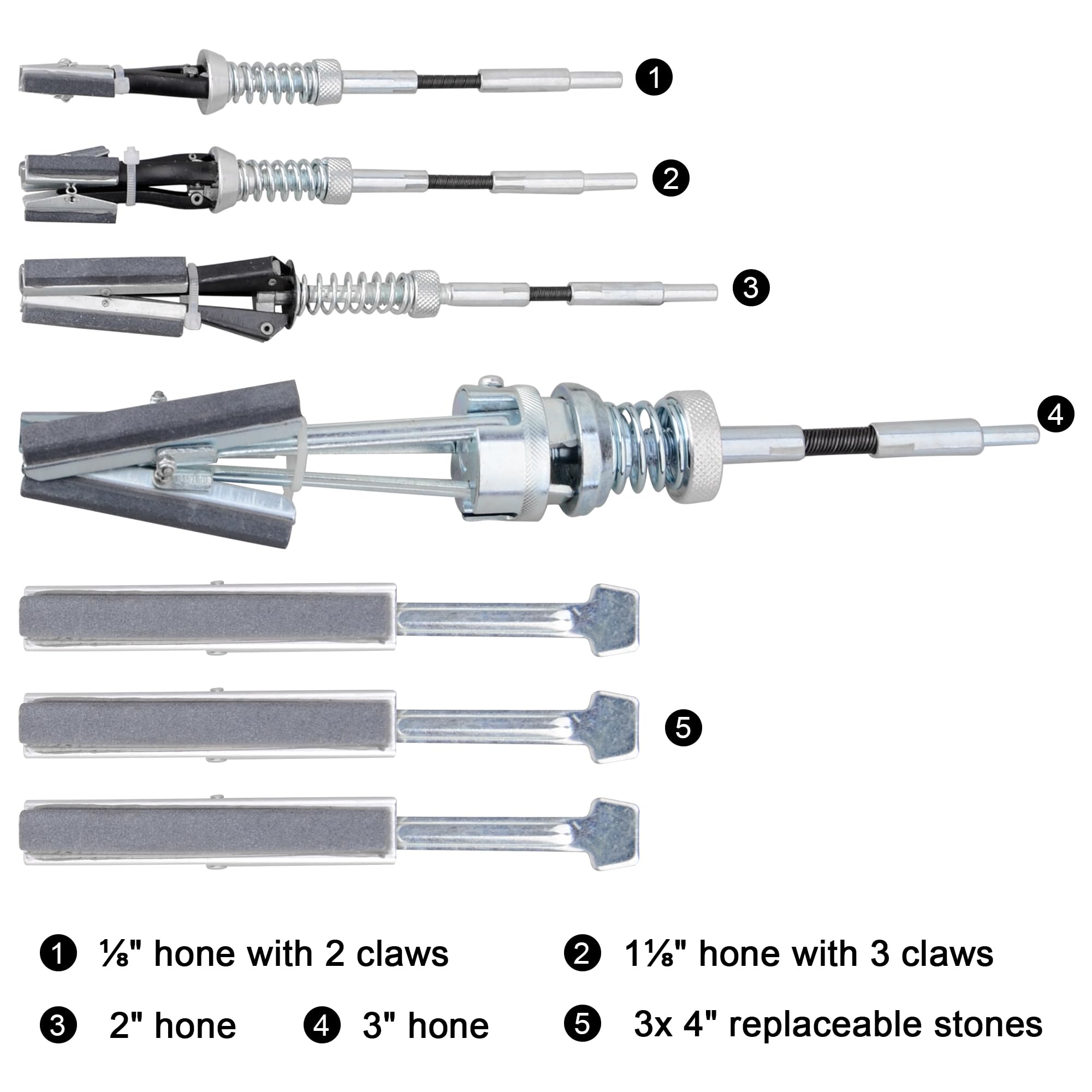 Kit de herramientas de pulido de cilindro de motor ajustable de 3/4 a 7 pulgadas con piedras de molienda y pulido, kit de herramientas de acabado y pulido para cilindros