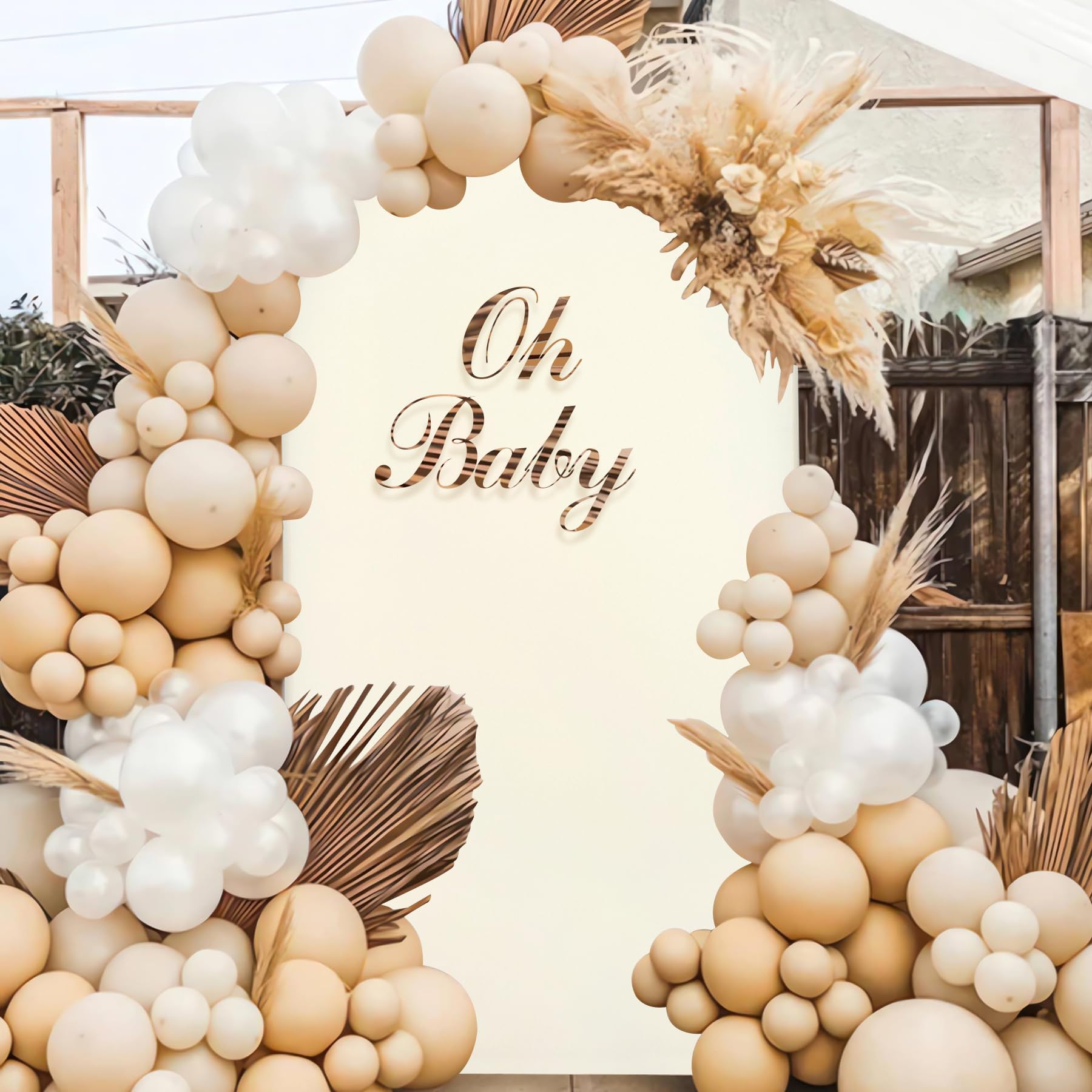 Toile de fond beige de 2,4 m pour support de 8 arches, housse d'arche de mariage extensible sans plis, couverture d'arche de mariage, toile de fond ronde pour photo d'anniversaire, fête prénatale