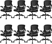 Vista 10 de Silla de oficina ergonómica, silla de escritorio ergonómica de malla transpirable con soporte lumbar, reposabrazos abatibles, sillas de computadora