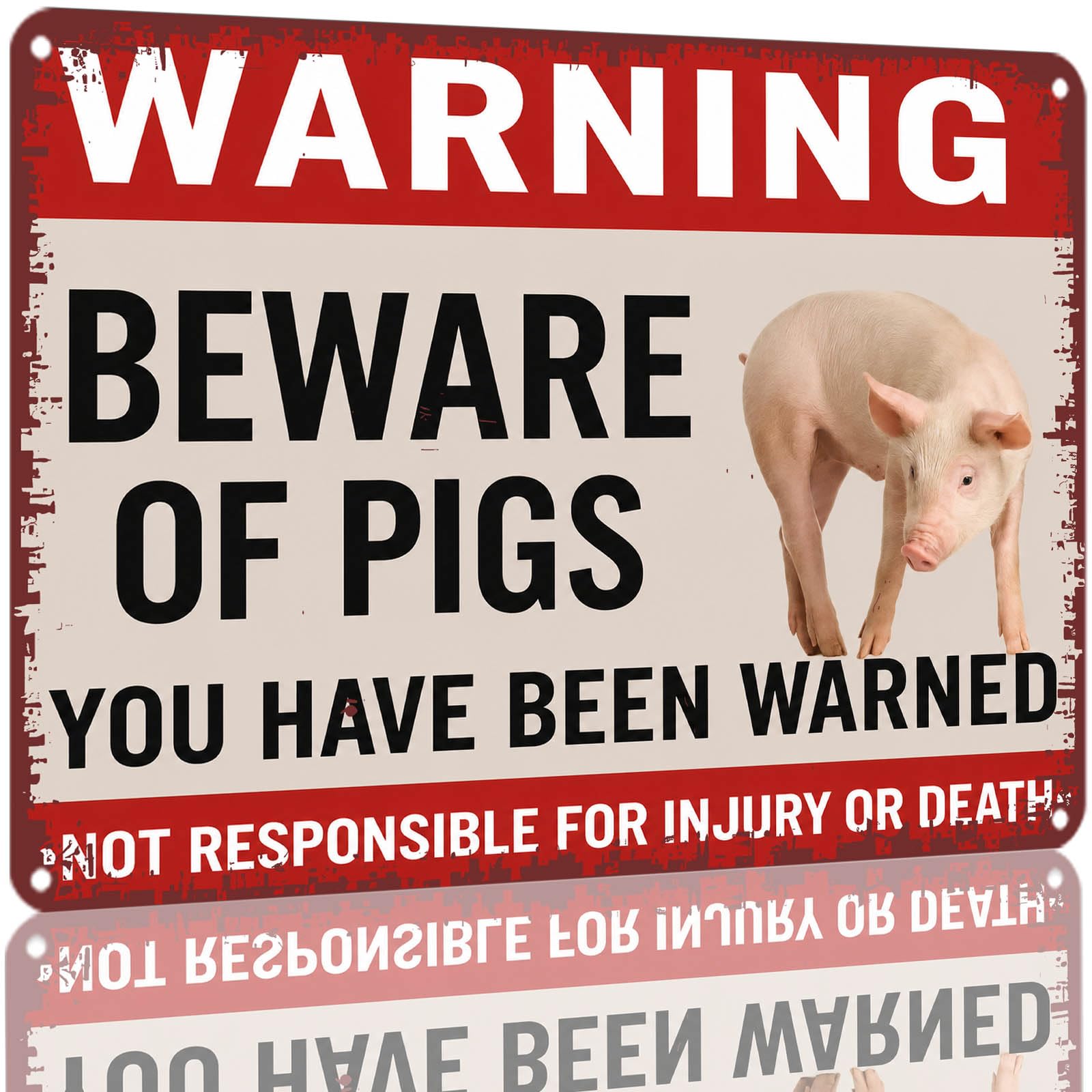 Kwqdozf As Pic Warning Beware Of Pigs 8X12 Inch Aluminum Metal Sign Vintage Decorative War
