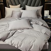 Vista 5 de MooMee Juego de funda de edredón de algodón de fibra extra larga de 600 hilos, textura de algodón egipcio, satén sedoso, suave, cómodo, duradero