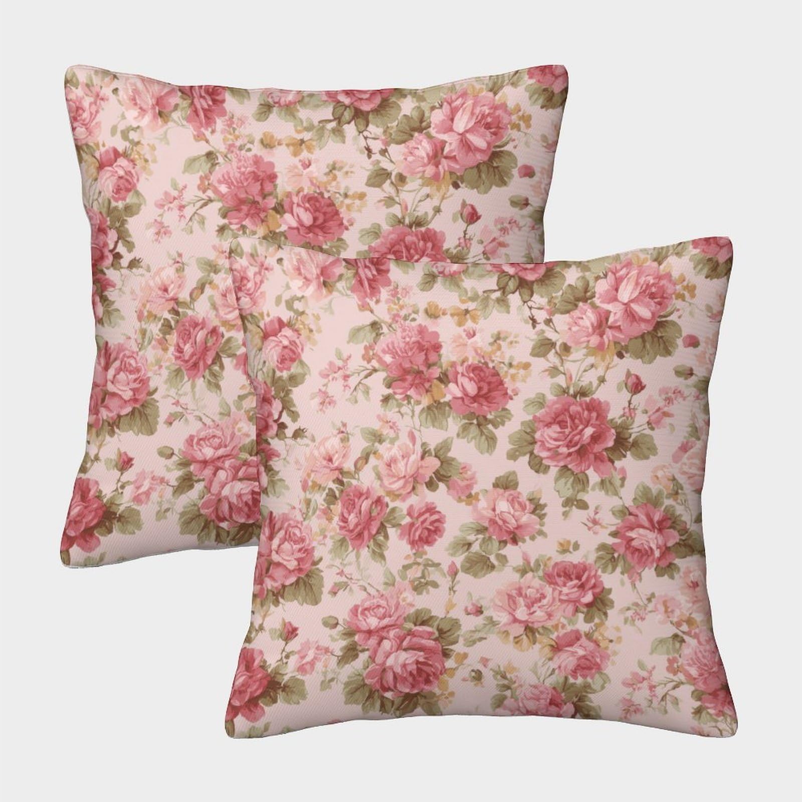Felasbuid Style-6 Roses Pattern—Vintage Floral Design_3 Pillow Covers 2 Pack Cozy Pillowcase Available All Seasons Cushion Case Polyester Decorative For Couch Livingroom 40X40cm