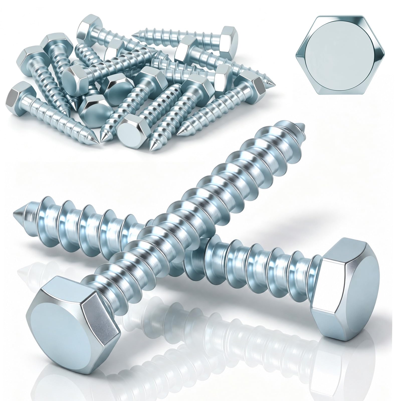 Ruytx 30pcs Coach Screws M8×30mm Heavy Duty Hex Head Wood Lag Bolts