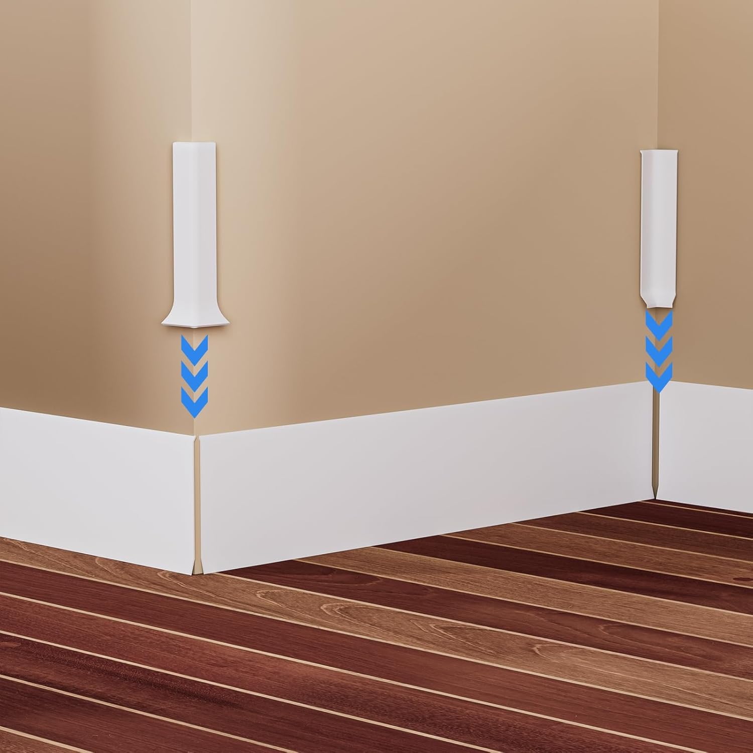 Duzzy 6" High x 40 Feet Self-Adhesive Baseboard with Corner Blocks, Peel and Stick Rubber Wall Trim Molding, Self-Adhesive Vinyl Wall Base Cove Base