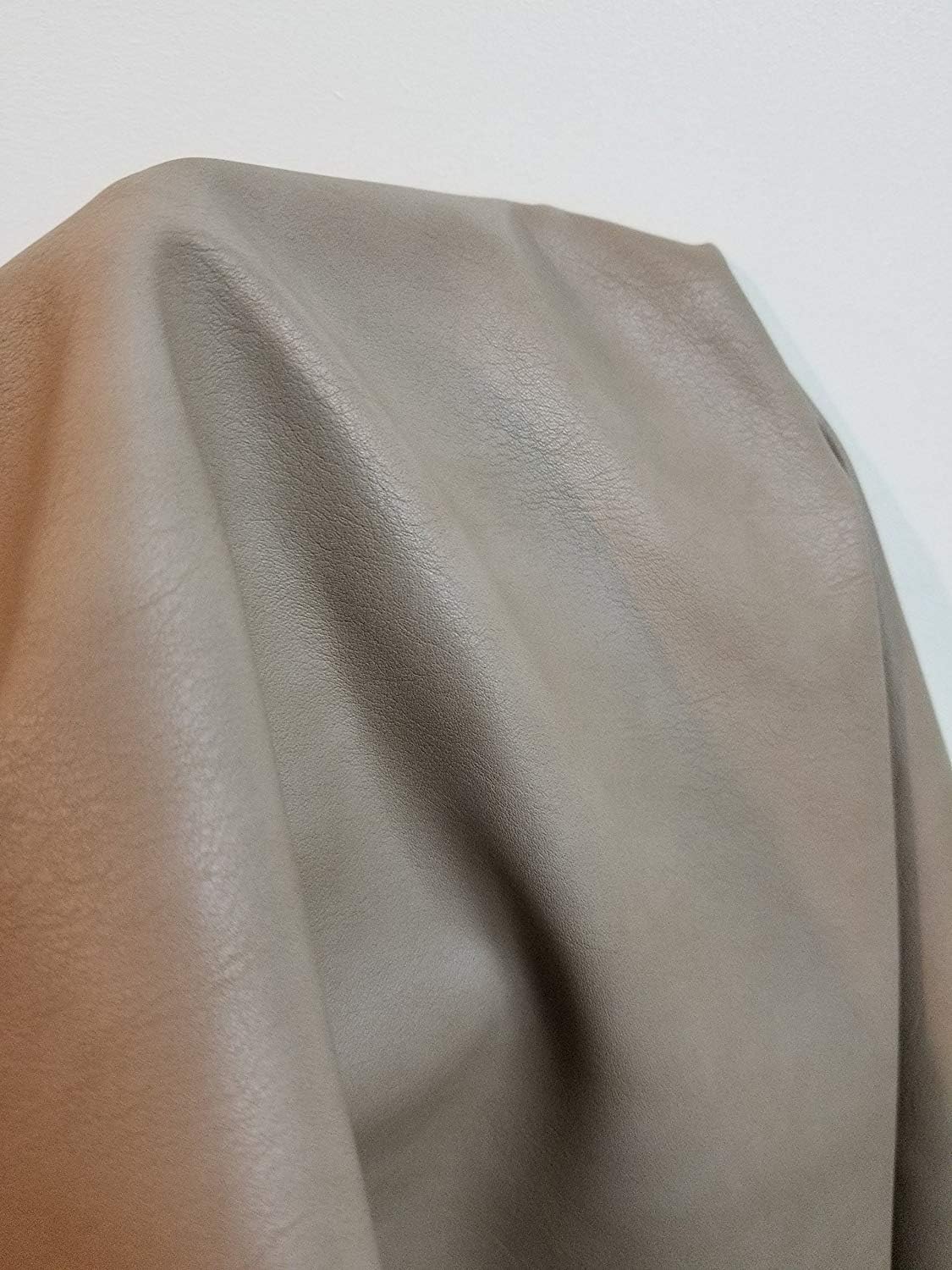 Almond Taupe Pebblegrain Faux Vegan Imitation Leather by The Yard Synthetic Pleather 0.8 mm Calf Smooth Nappa Soft Upholstery (3 Yards (108"x54")