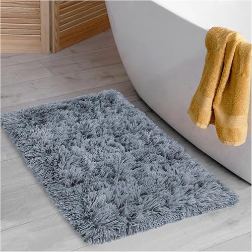 TreeLen Fluffy Shaggy Rug 2'x3', Simple Modern Area Rug for Bedroom Living Room Office, Non-Slip Indoor Grey Rug