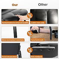 Vista 5 de Sweetcrispy Silla de cuero para sala de espera, cómodas sillas de invitados con brazos acolchados para recepción, conferencia, oficina lateral