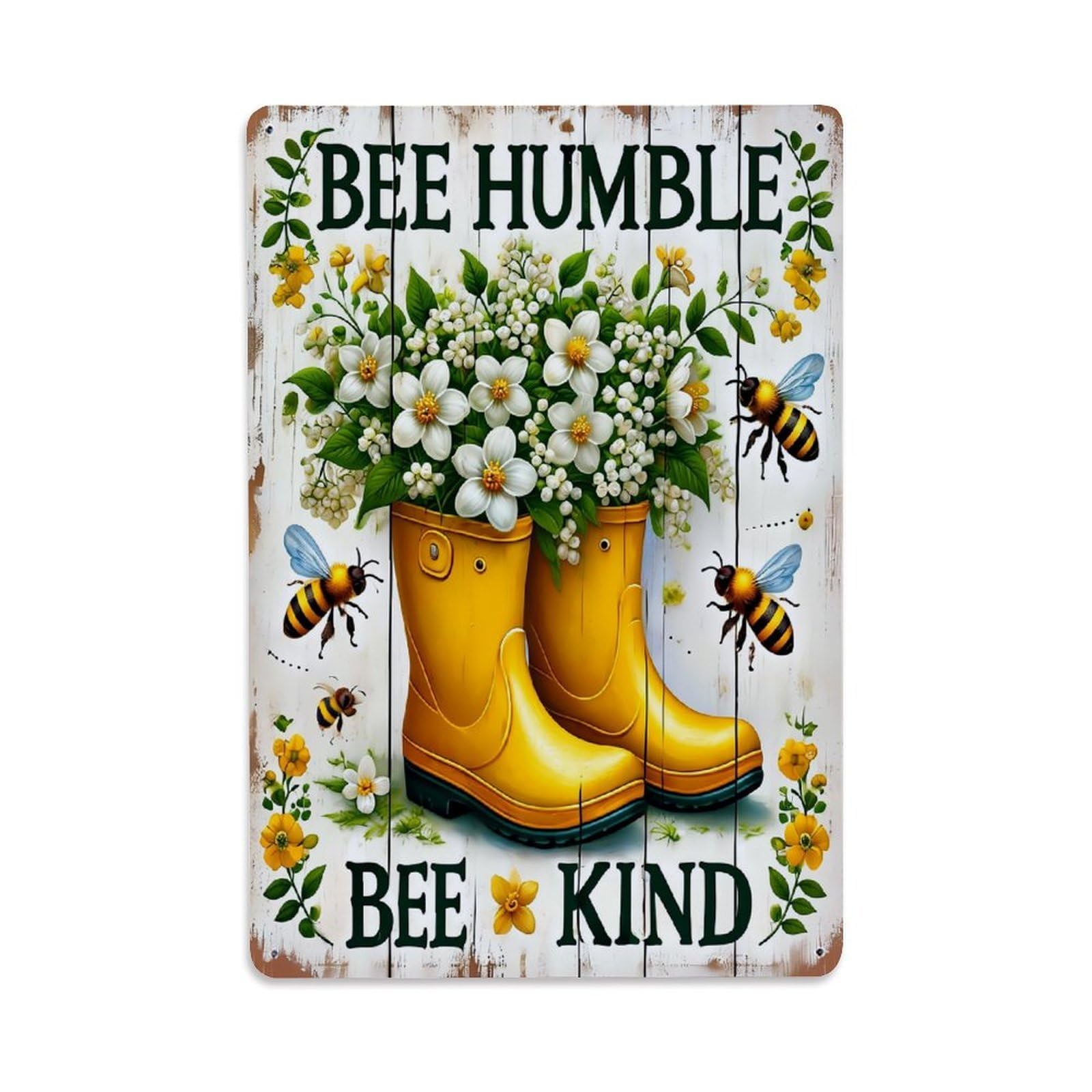 Jdyaojiesheng Vintage Bee Humble Bee Kind Tin Sign Retro Metal Wall Decor Metal Poster, Home Bar Garage Farmhouse Cafe Wall Art Decoration 8X12inches