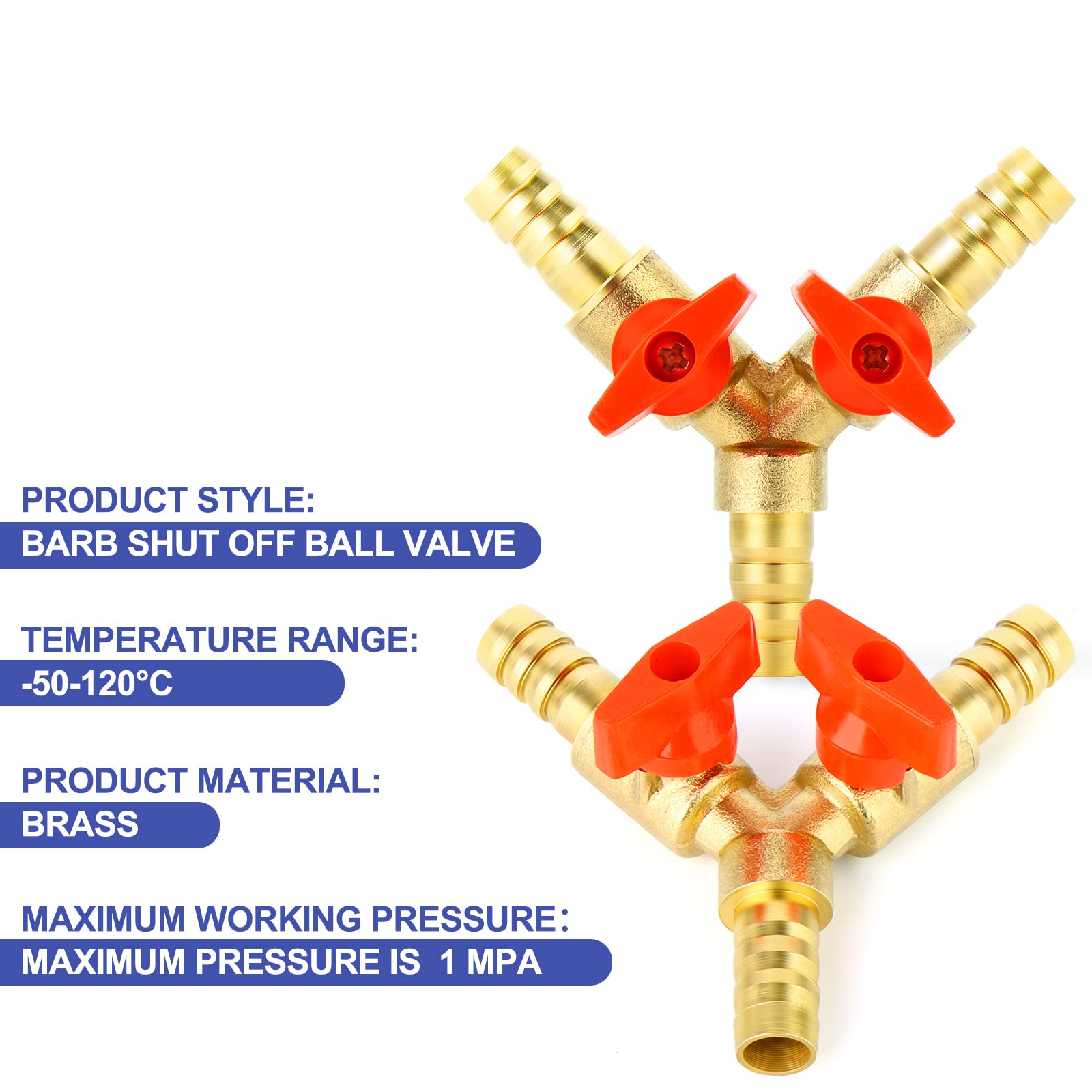 2 Vannes En Laiton 8mm 3 Voies - Robinet à Boisseau Sphérique Avec Colliers | Pour Circuits Air Et Eau