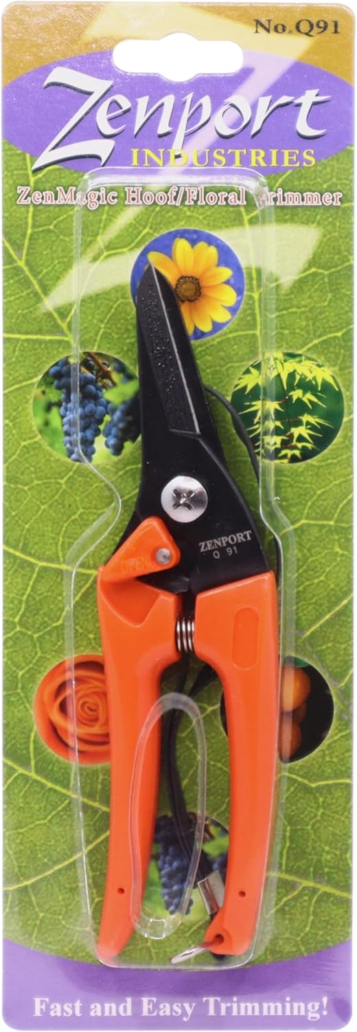 Zenport Q91 Zen-Magic Ultra Twig and Hoof Trimming Scissors, 7.5-Inch Twin-Blade, Spring-Loaded Garden Shears with Non-Stick Coating for Trimming Livestock Hooves, Alpaca Nails, and Floral Stems
