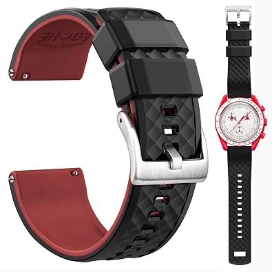 Ritche Quick Release Silicone Moonswatch Band for Men Omega x Swatch Strap compatible with Speedmaster/ Seamaster/ Railmaster/ Mission to the Moon/ Mercury/ Sun/ Mars/ Earth/ Jupiter/ Neptune, Black/Grey/Blue/Orange/Red, Valentines day gifts for him or her