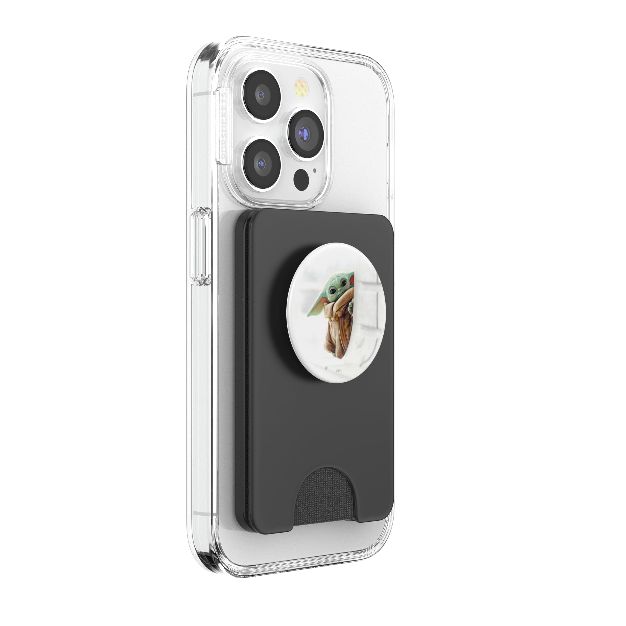 Star Wars The Mandalorian Grogu White PopSockets PopWallet for MagSafe, Black - Image 4