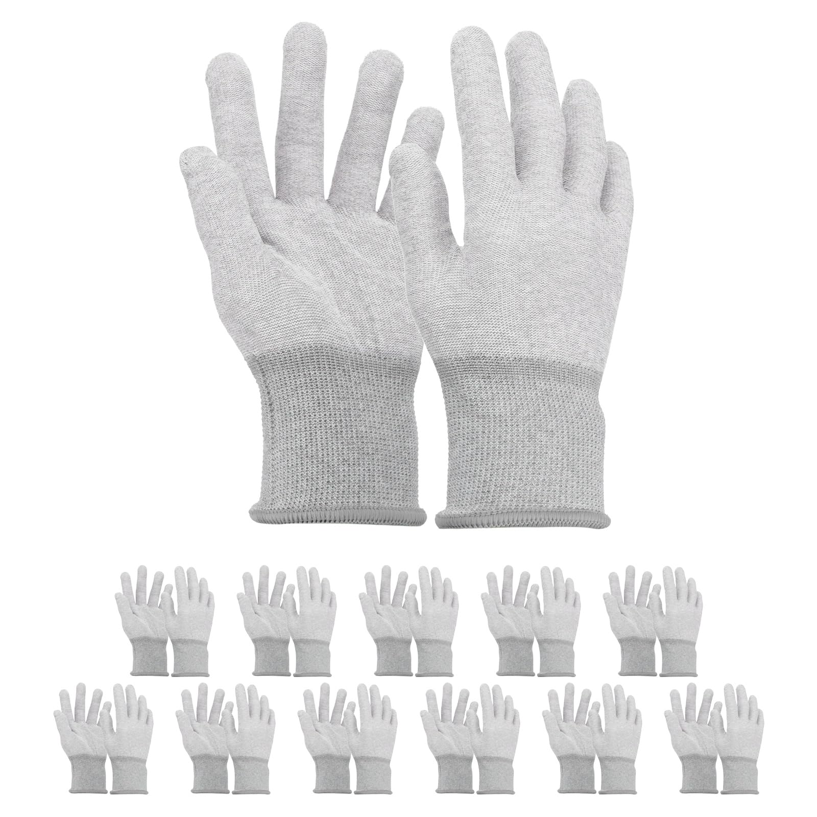 sourcing map 12Set ESD Anti-Static Gloves Electrostatic Protective Gloves with High Resistance Carbon Fiber PU Large Size for Computer Installation, Building & Repair, Gray