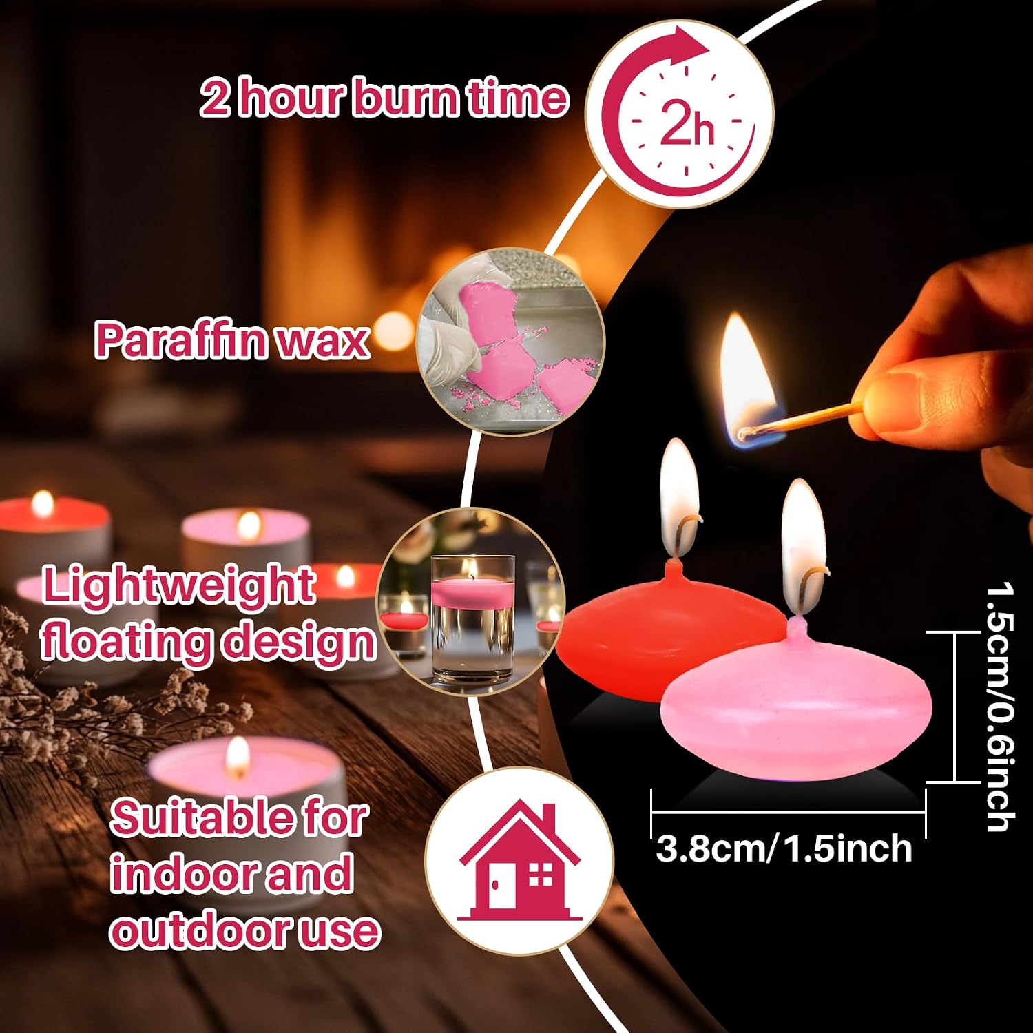  Floating Candles 30PCS - Mix Color Small Floating Candles for Decor thumbnail