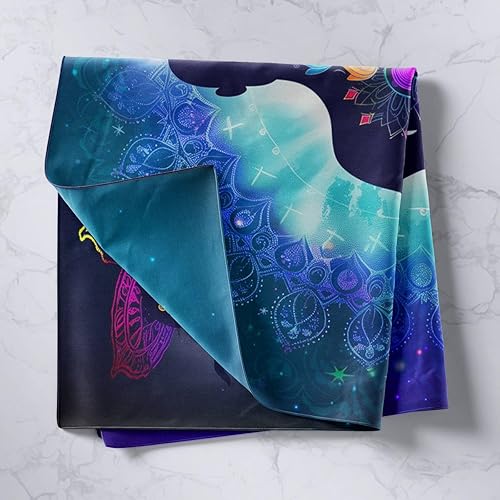 Miniatura 2 de Tapiz de yoga para colgar en la pared, tapiz de meditación de chakras, tapiz de pared de loto con mandala azul para dormitorio de adultos y niños,