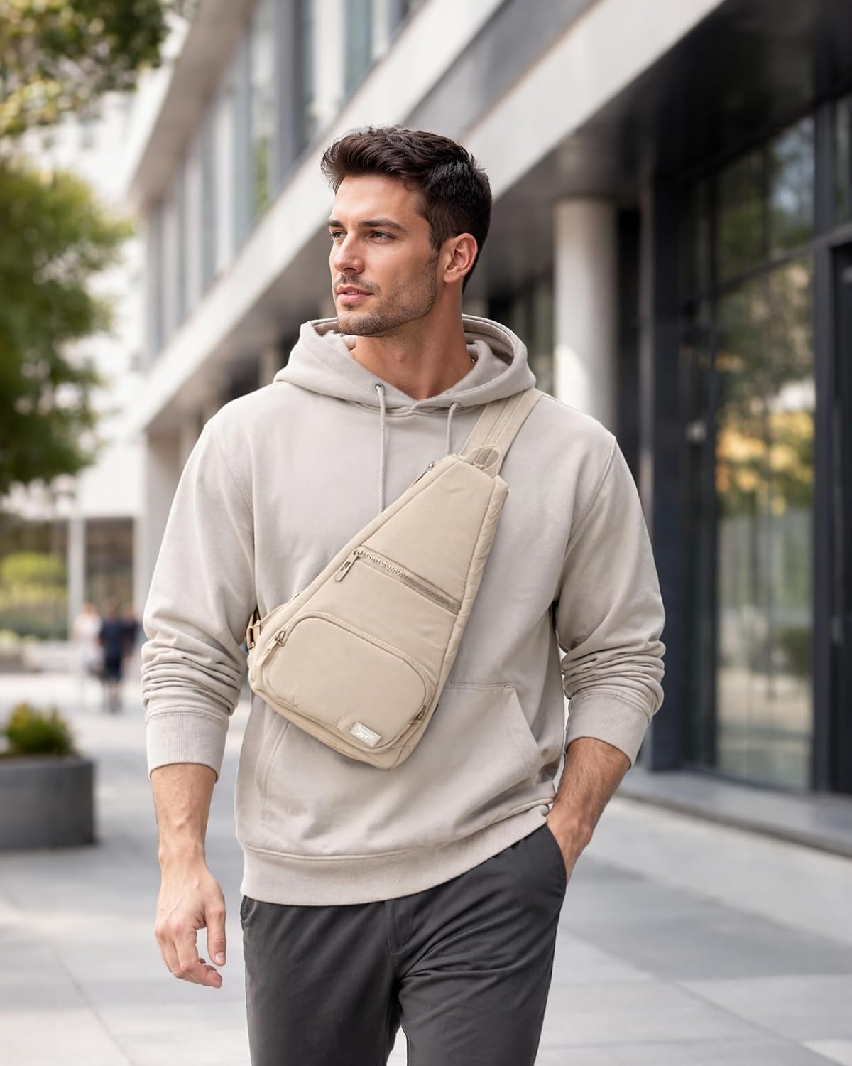 Reebok Unisex Crossbody Sling Bags – Compact Convertible Strap Cross Body Bag Travel Sling Bag - Gym & Travel Essential, Size One Size, Maeves Stucco - Image 2