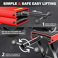 Vista 7 de DNA Motoring - Soporte elevador de tijera de acero para moto y ATV, con sillín y almohadilla de goma, 2 en 1, 1100 libras (500 kg), rango