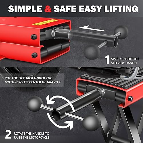 Miniatura 7 de DNA MOTORING Soporte de elevación de acero para motocicleta ATV con silla de montar y almohadilla de goma, 2 en 1, 1100 libras (1,102.3 lbs) rango