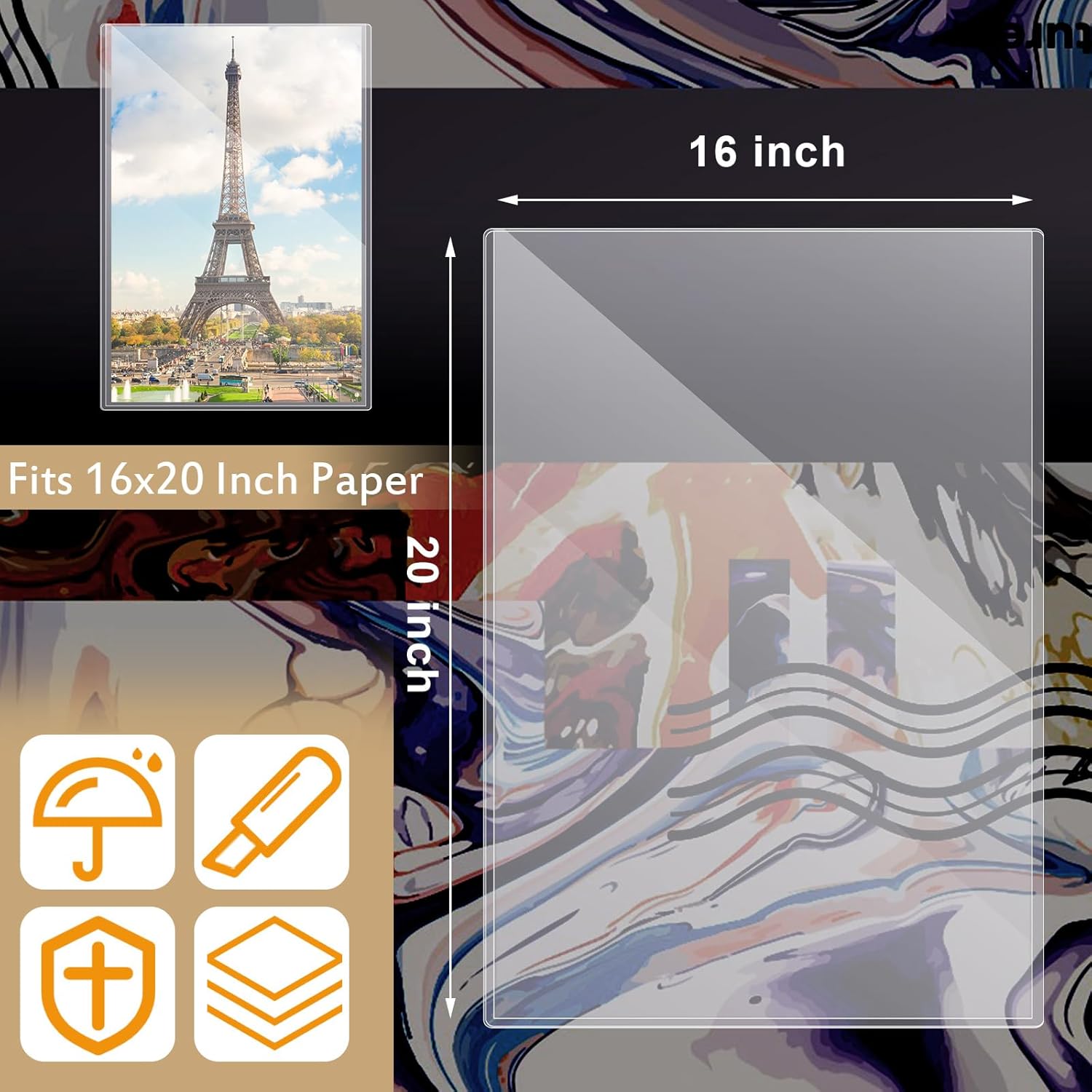 henoyso 12 pcs poster protector sleeve 16 x 20 inch clear rigid print plastic protectors sheet heavy duty crystal frame holder for magazine photo paper poster prints 12 16 x 20 inch